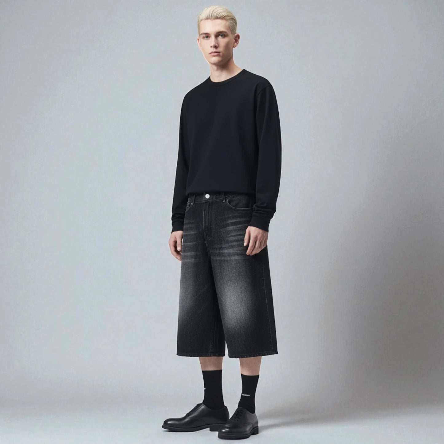 Bermuda en jean noir homme