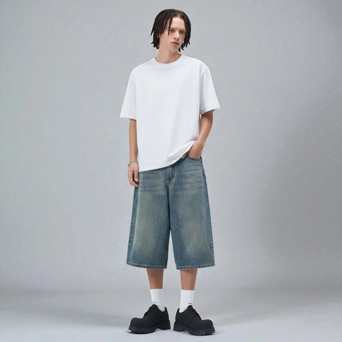 Bermuda long en jean homme