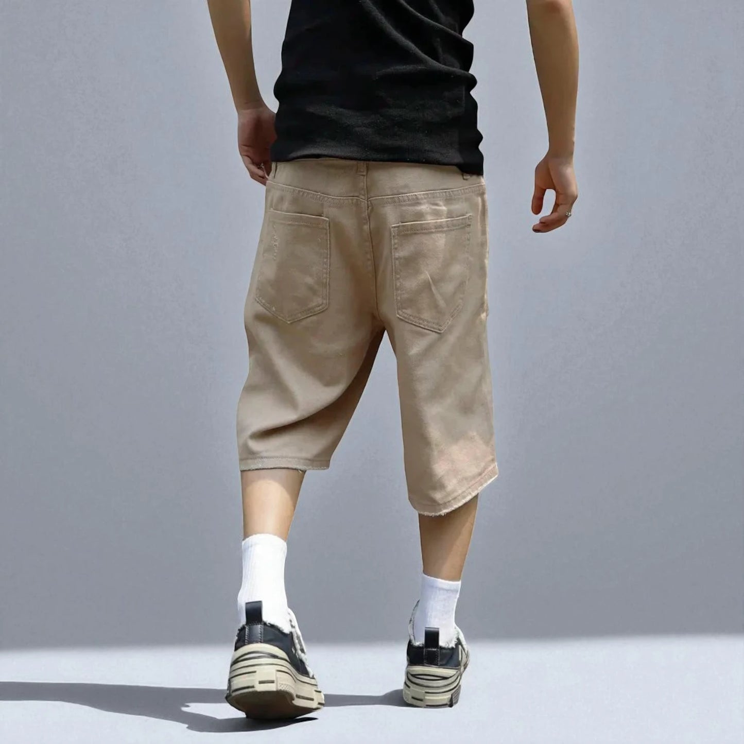 Short en jean beige homme