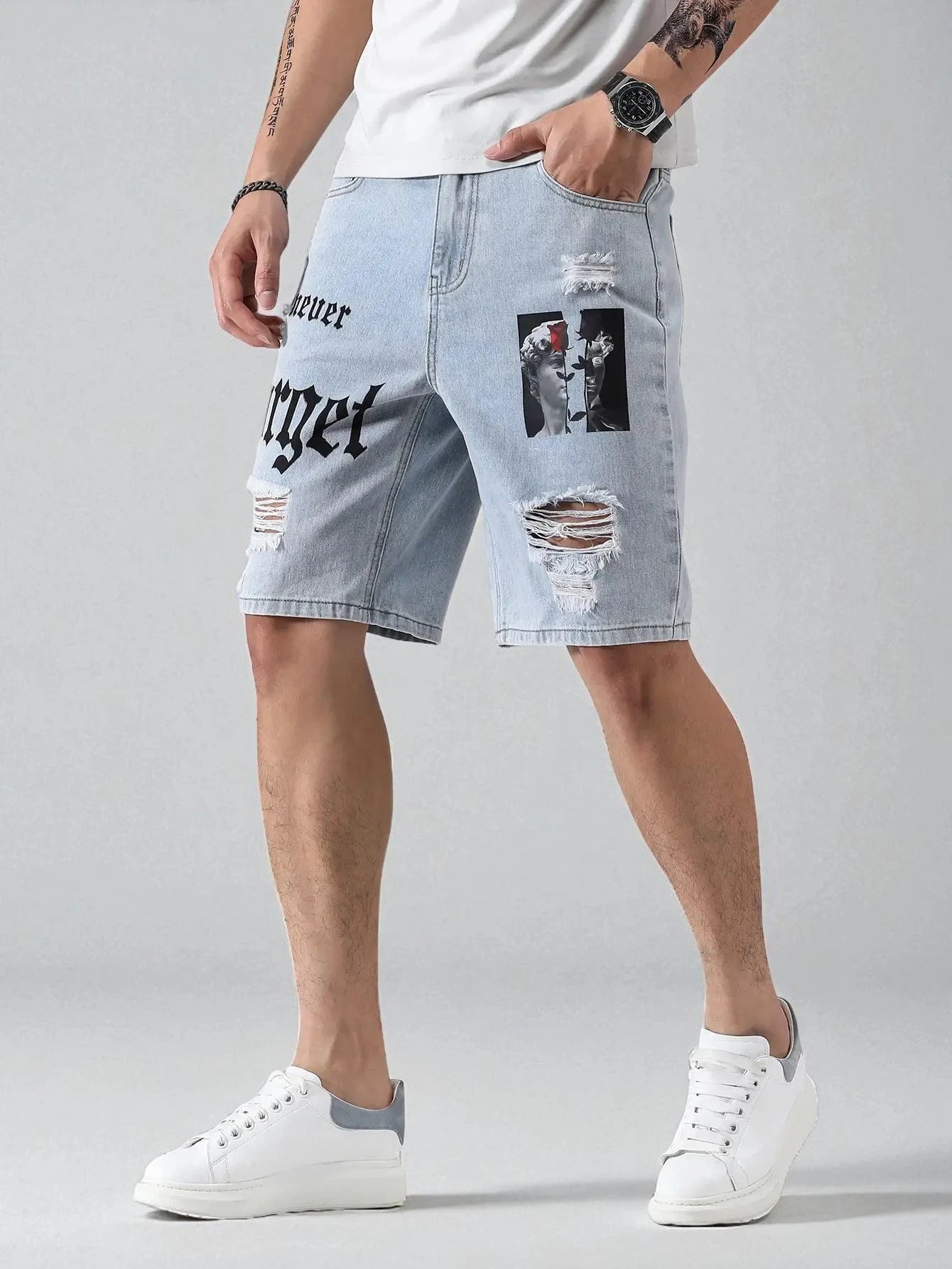 Short jean streetwear homme