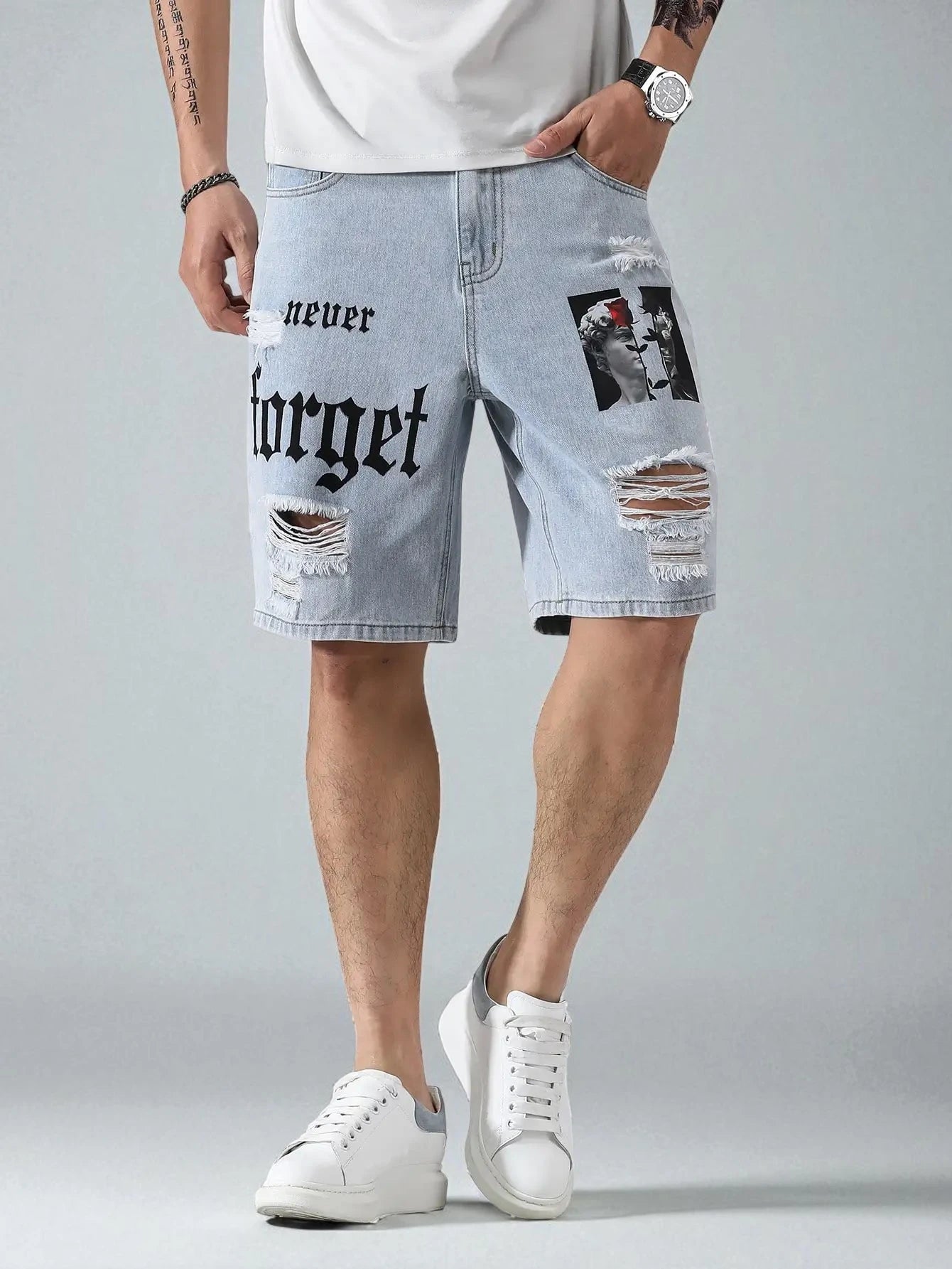 Short jean streetwear homme