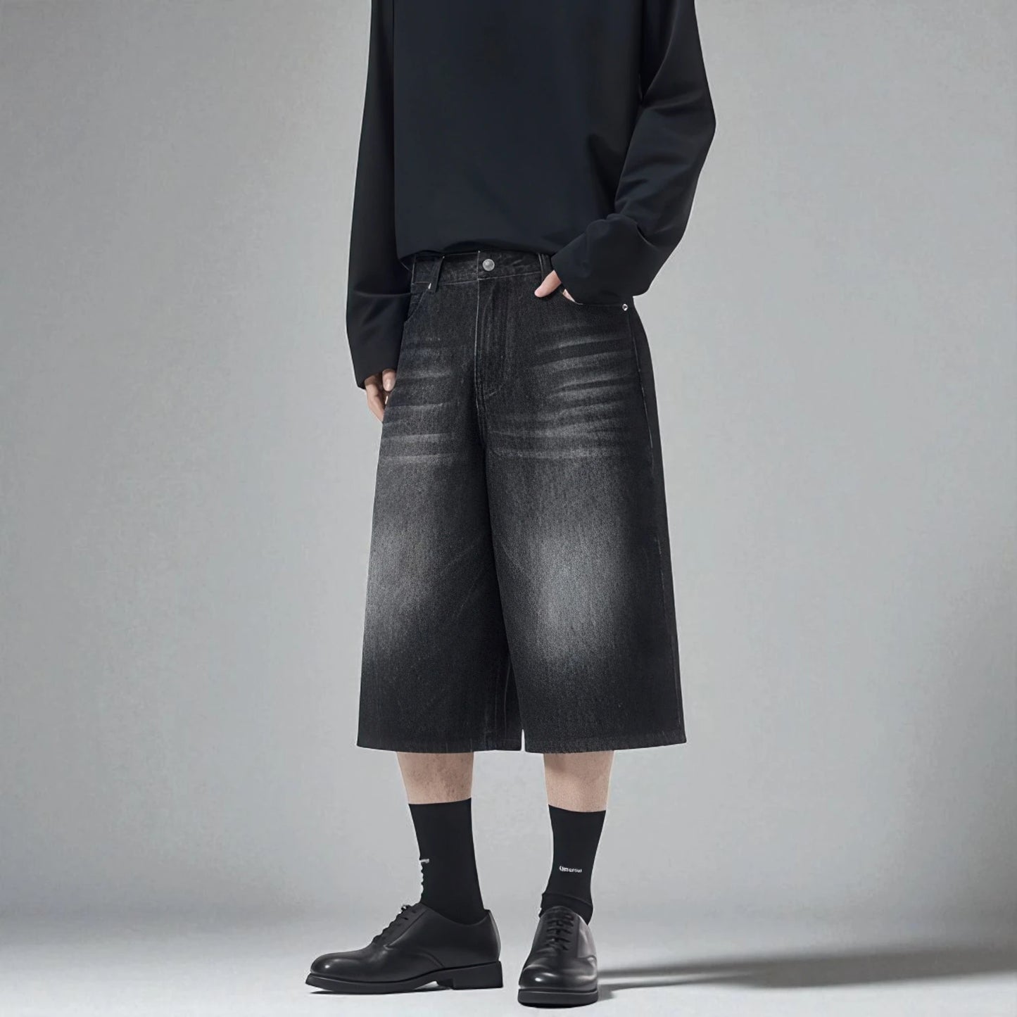 Bermuda en jean noir homme
