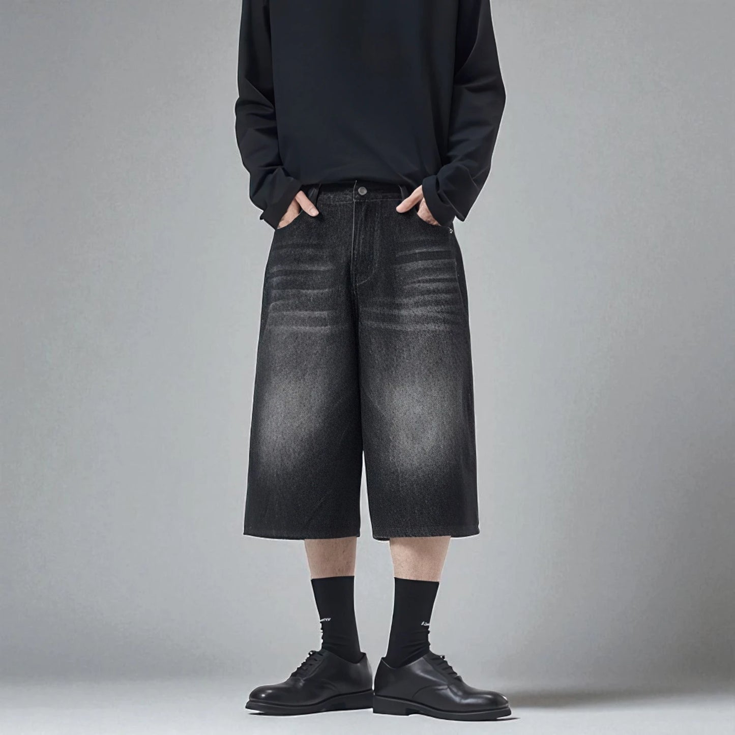 Bermuda en jean noir homme