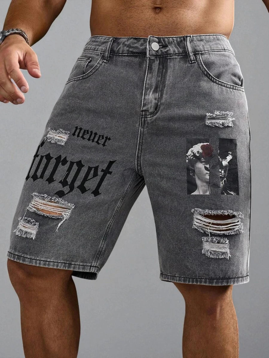 Short en jean gris homme