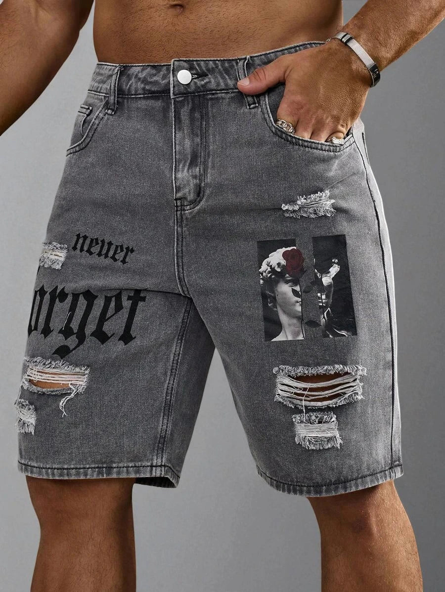 Short en jean gris homme