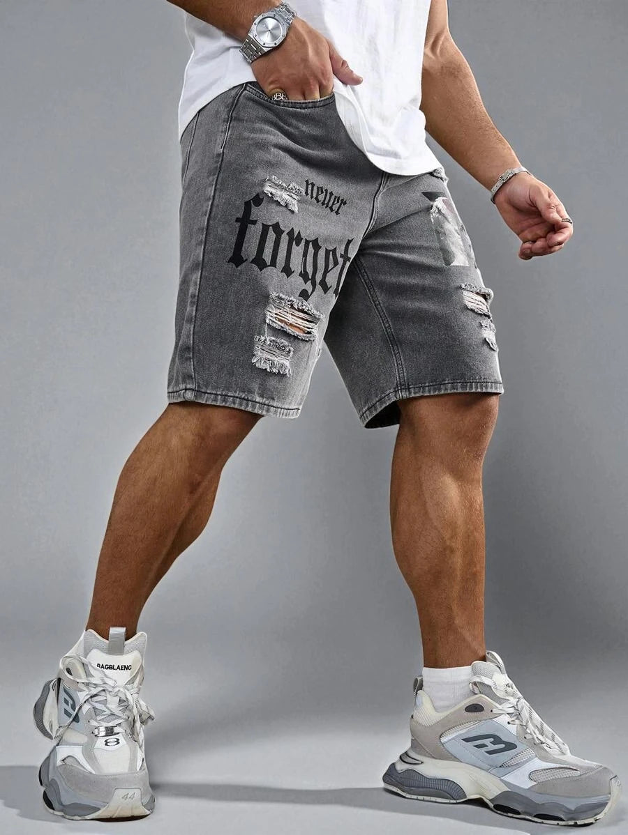 Short en jean gris homme