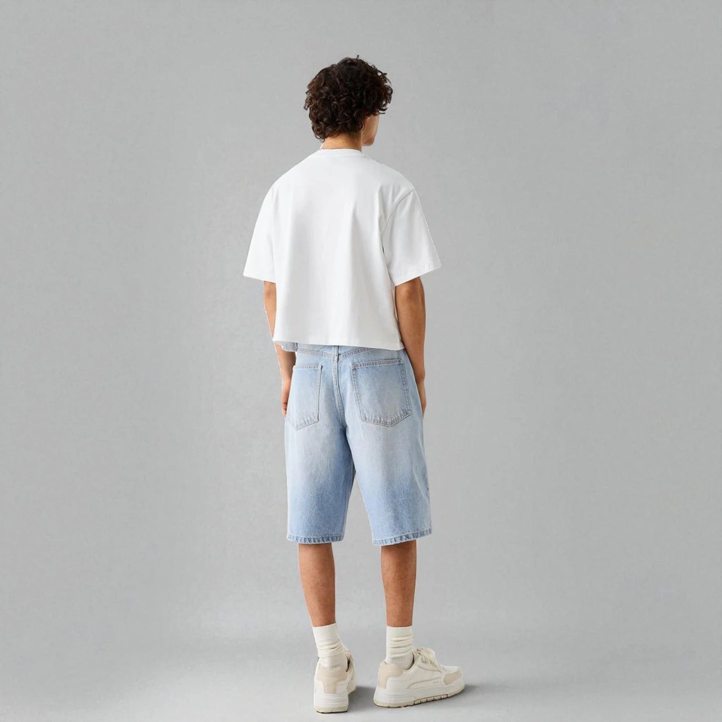 Short en jean bleu clair homme