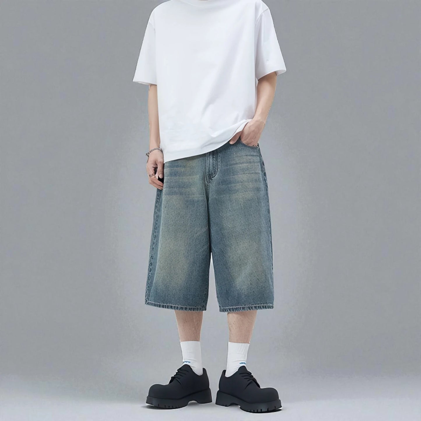 Bermuda long en jean homme