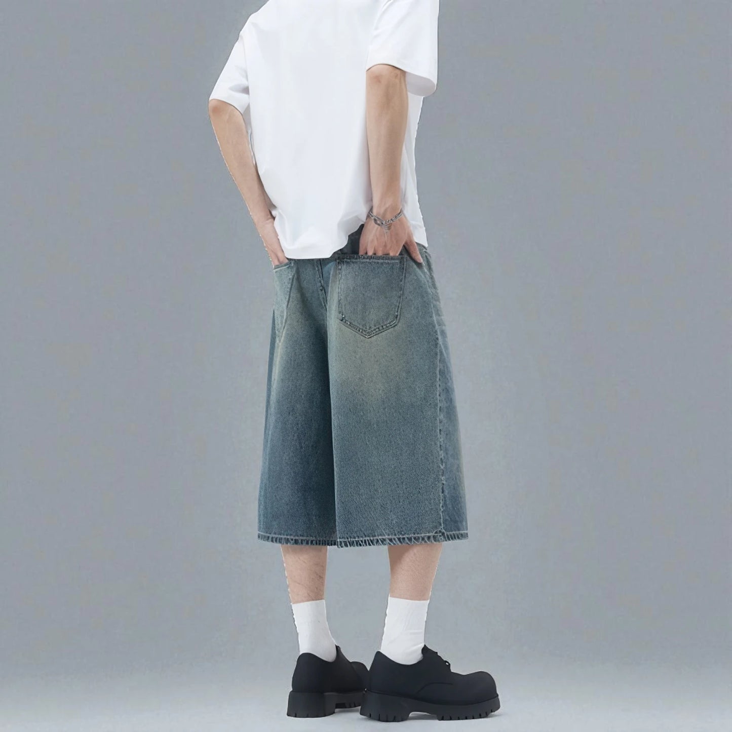 Bermuda long en jean homme