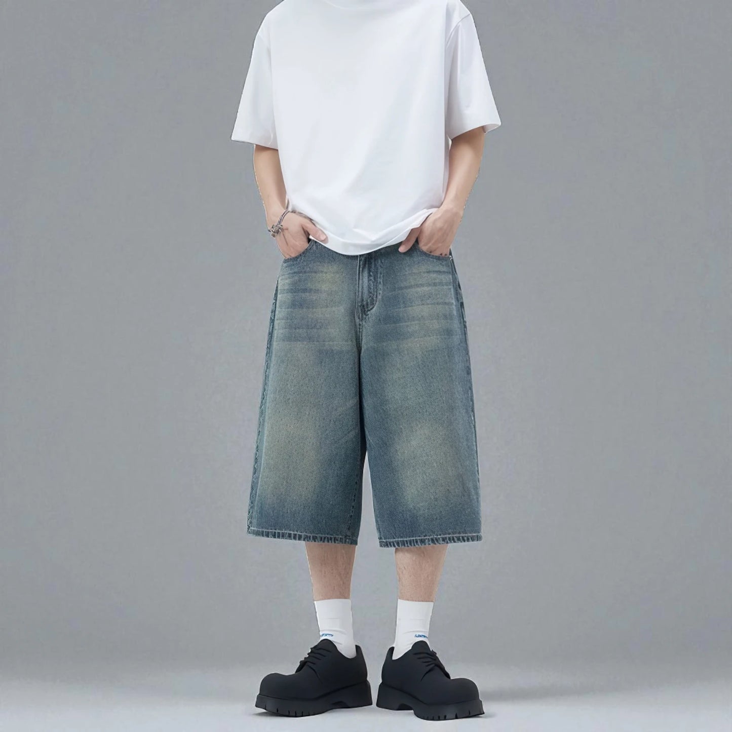 Bermuda long en jean homme