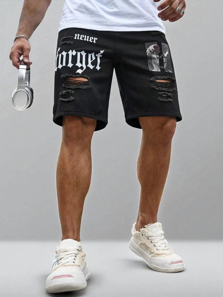 Short en jean homme troué