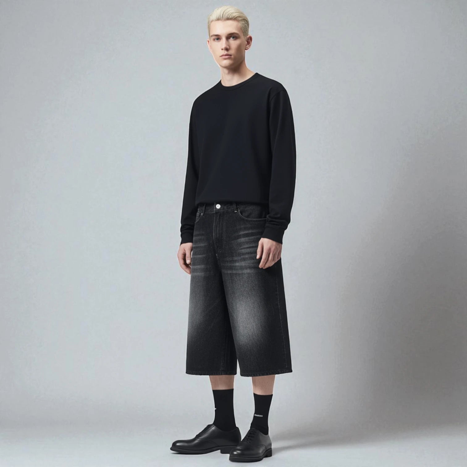 Bermuda en jean noir homme