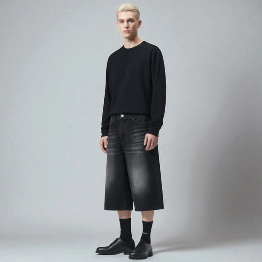 Bermuda en jean noir homme