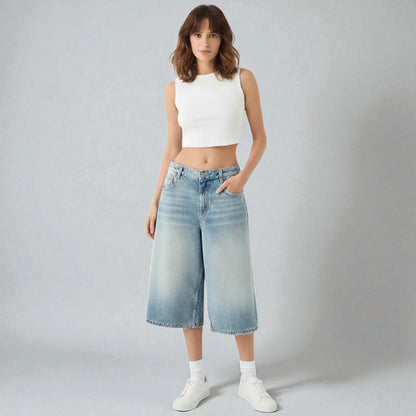 Bermuda long en jean femme