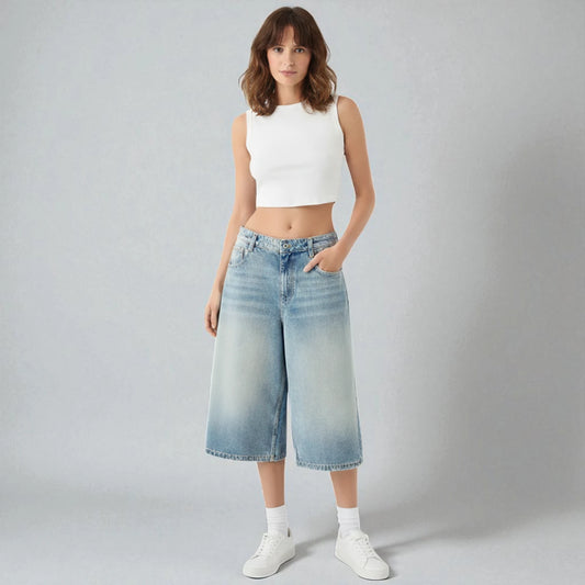 Bermuda long en jean femme
