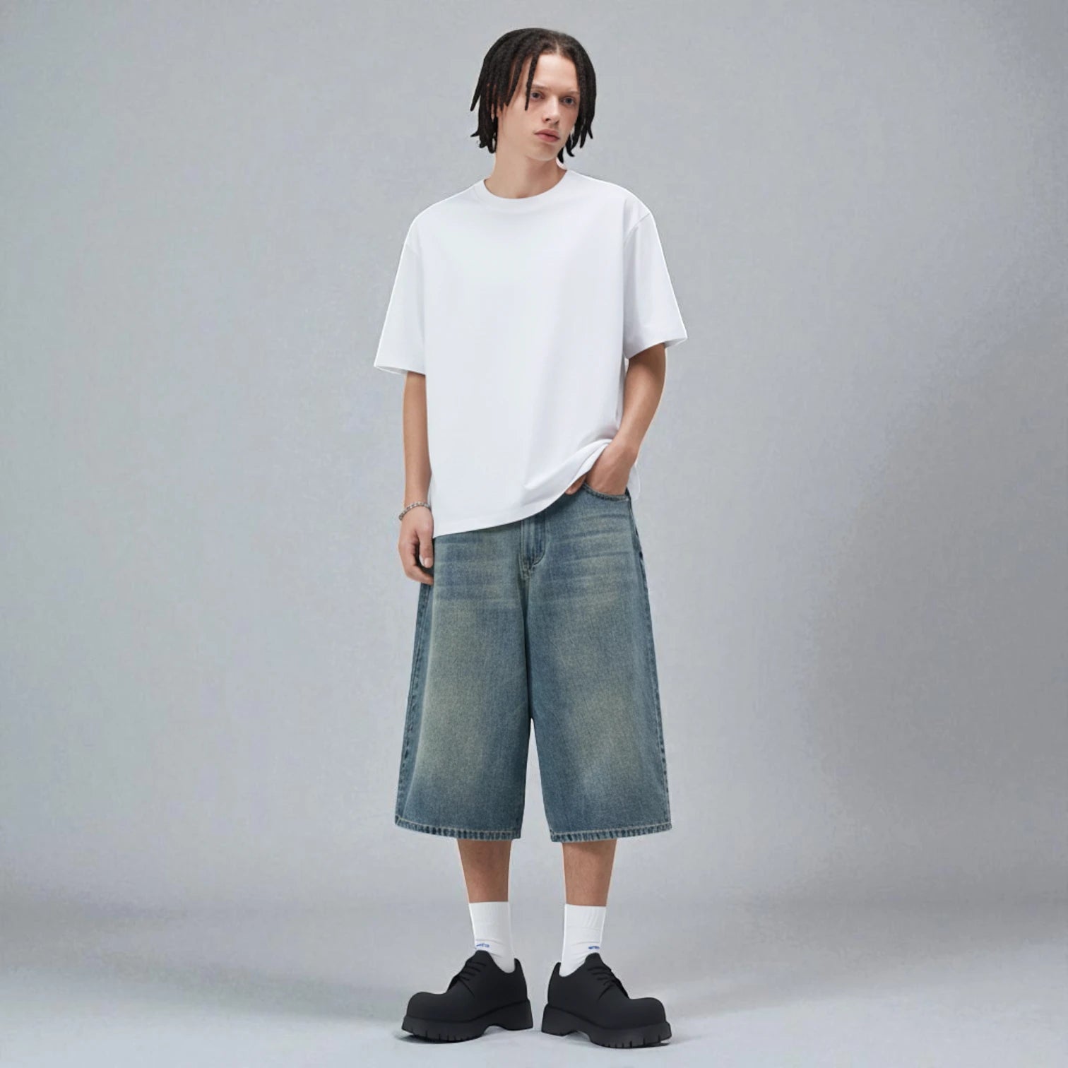 Bermuda long en jean homme