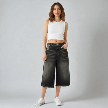 Short en jean large femme