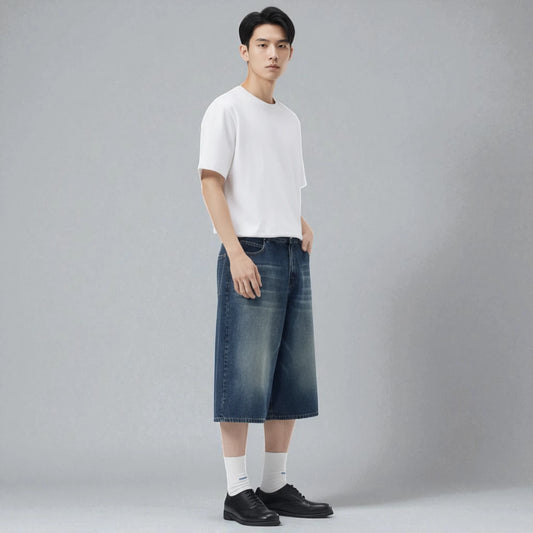 Short en jean long homme