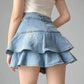 Jupe-short en jean à volants