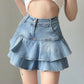 Jupe-short en jean à volants