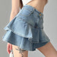 Jupe-short en jean à volants