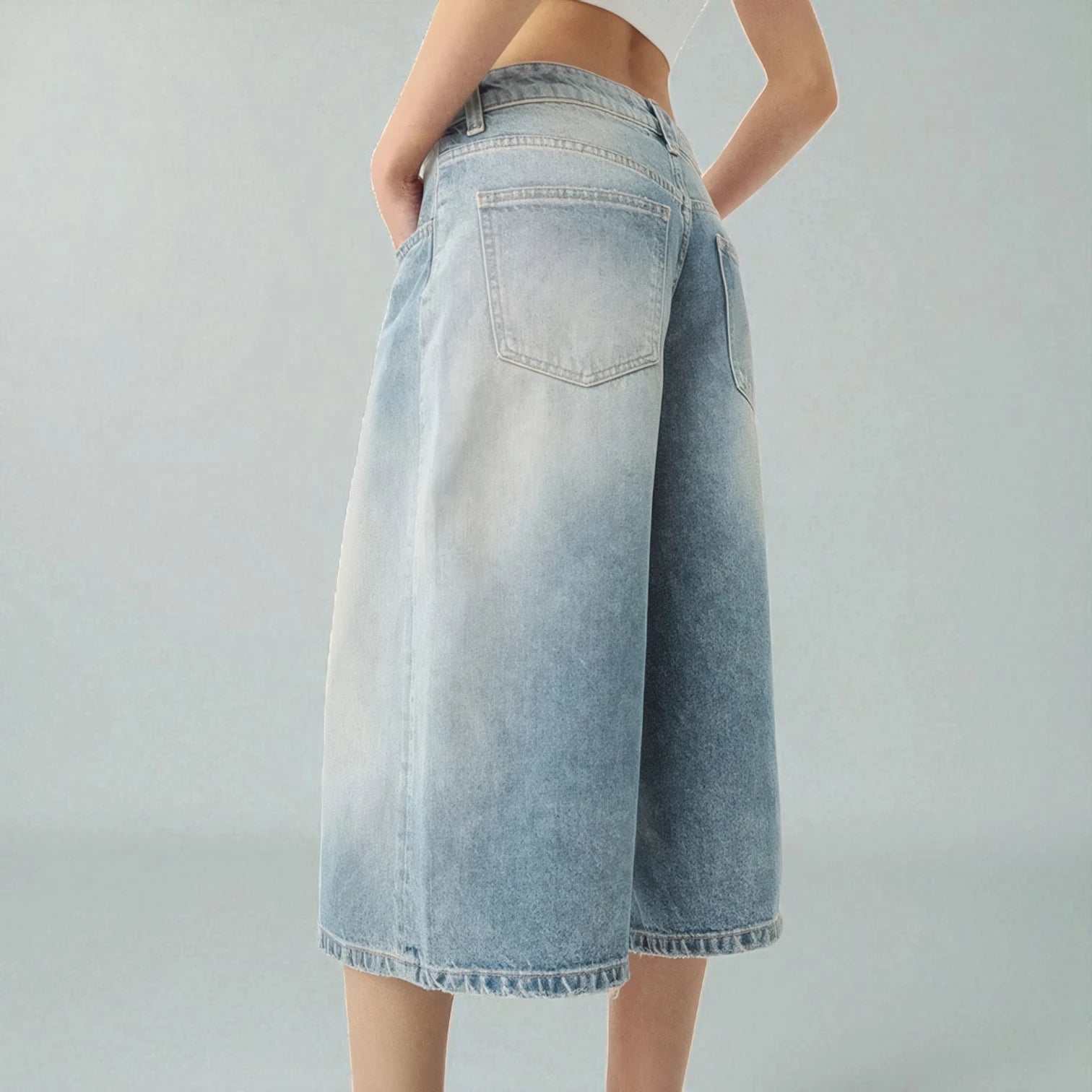 Bermuda long en jean femme