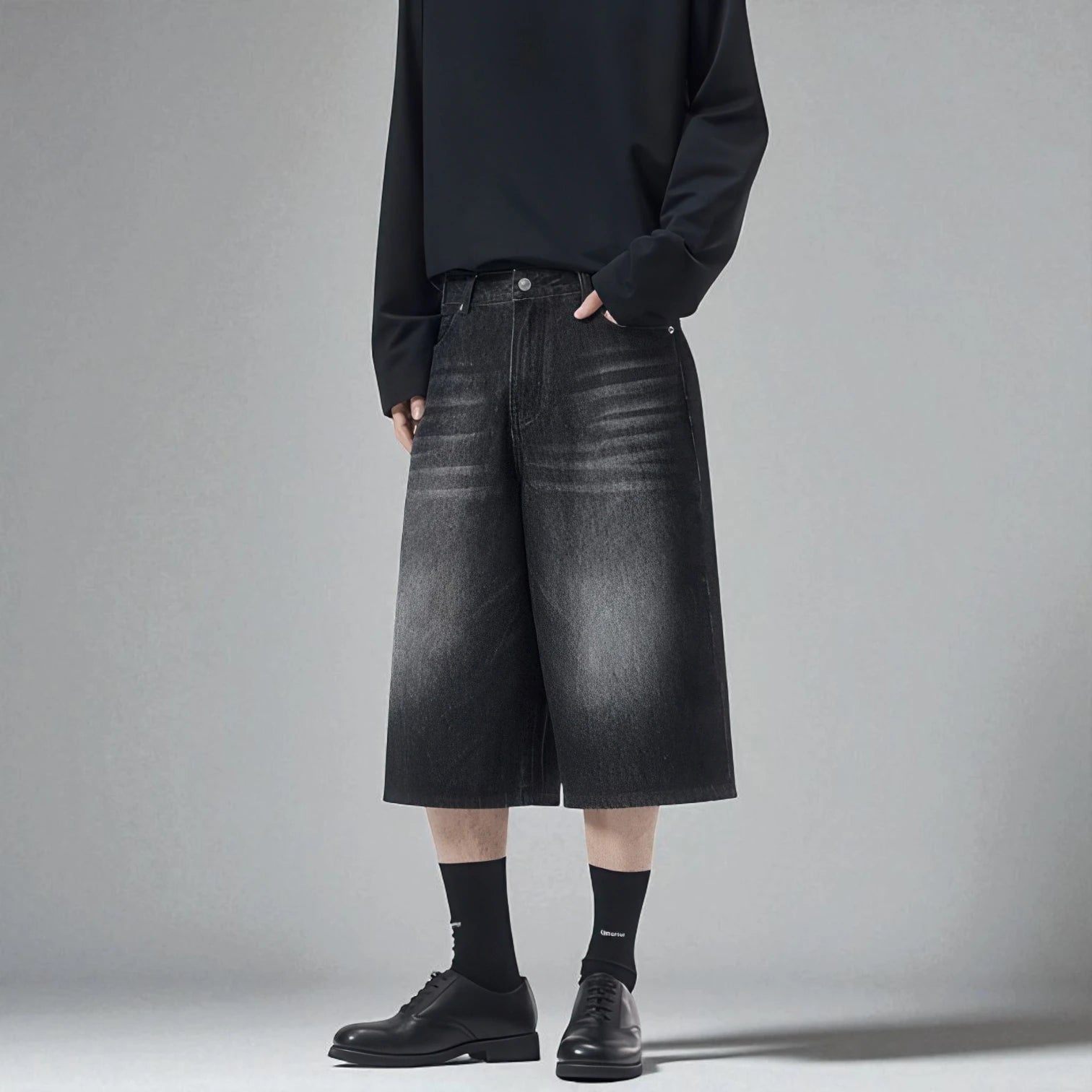 Bermuda en jean noir homme