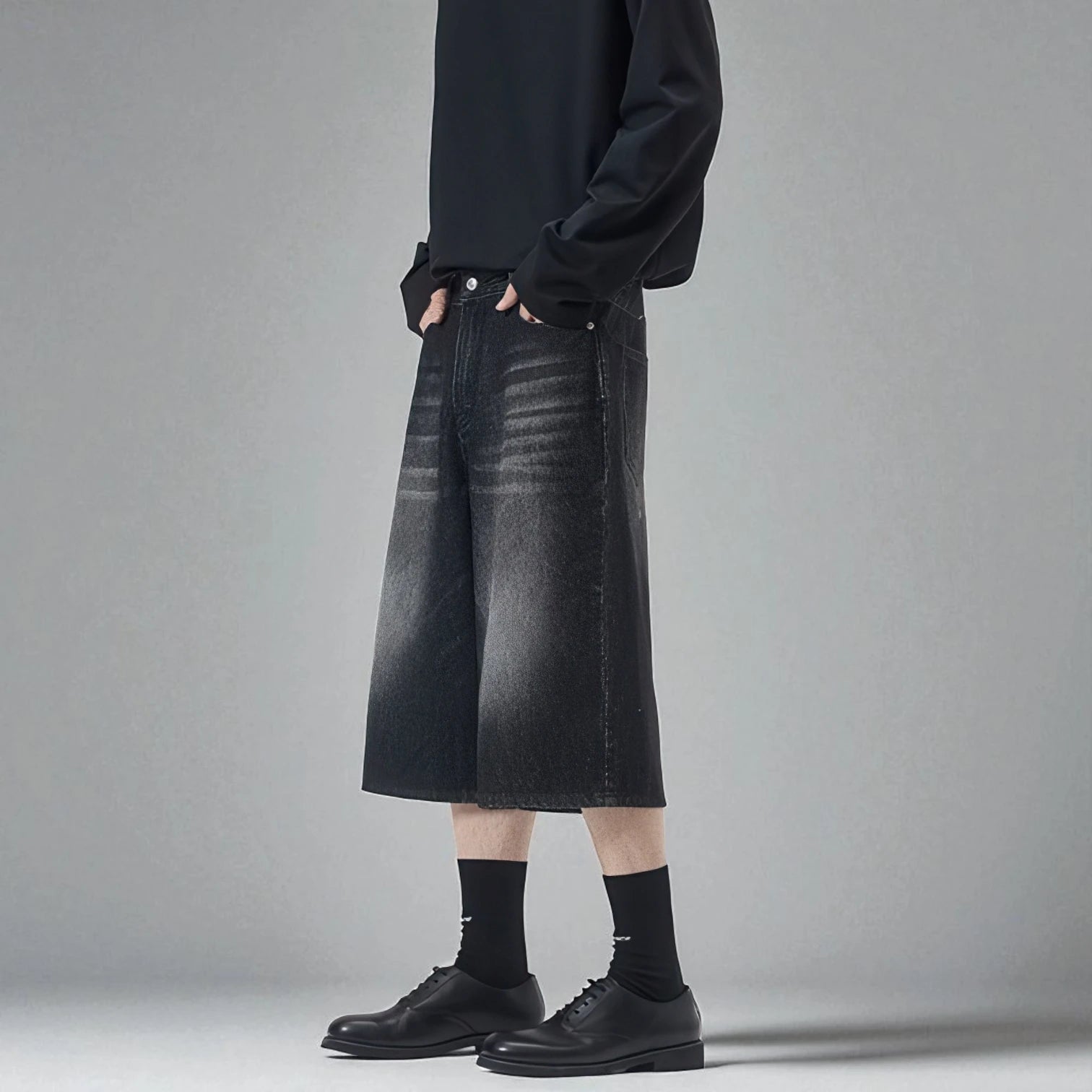 Bermuda en jean noir homme