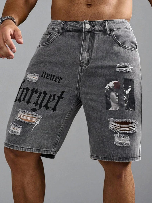 Short en jean gris homme