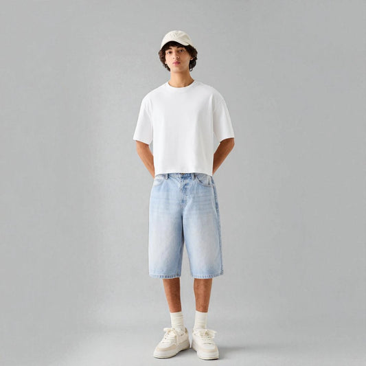 Short en jean bleu clair homme