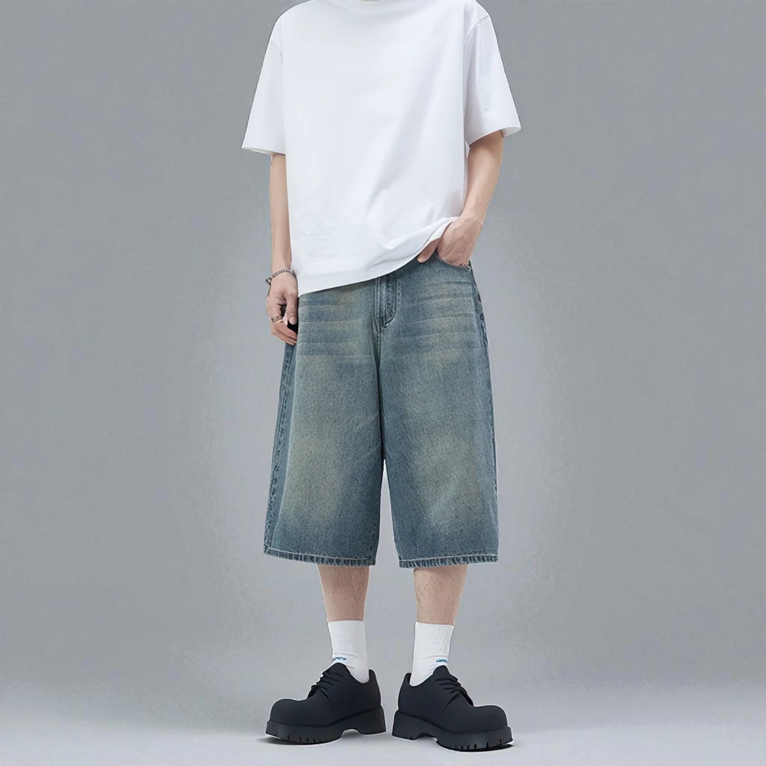 Bermuda long en jean homme