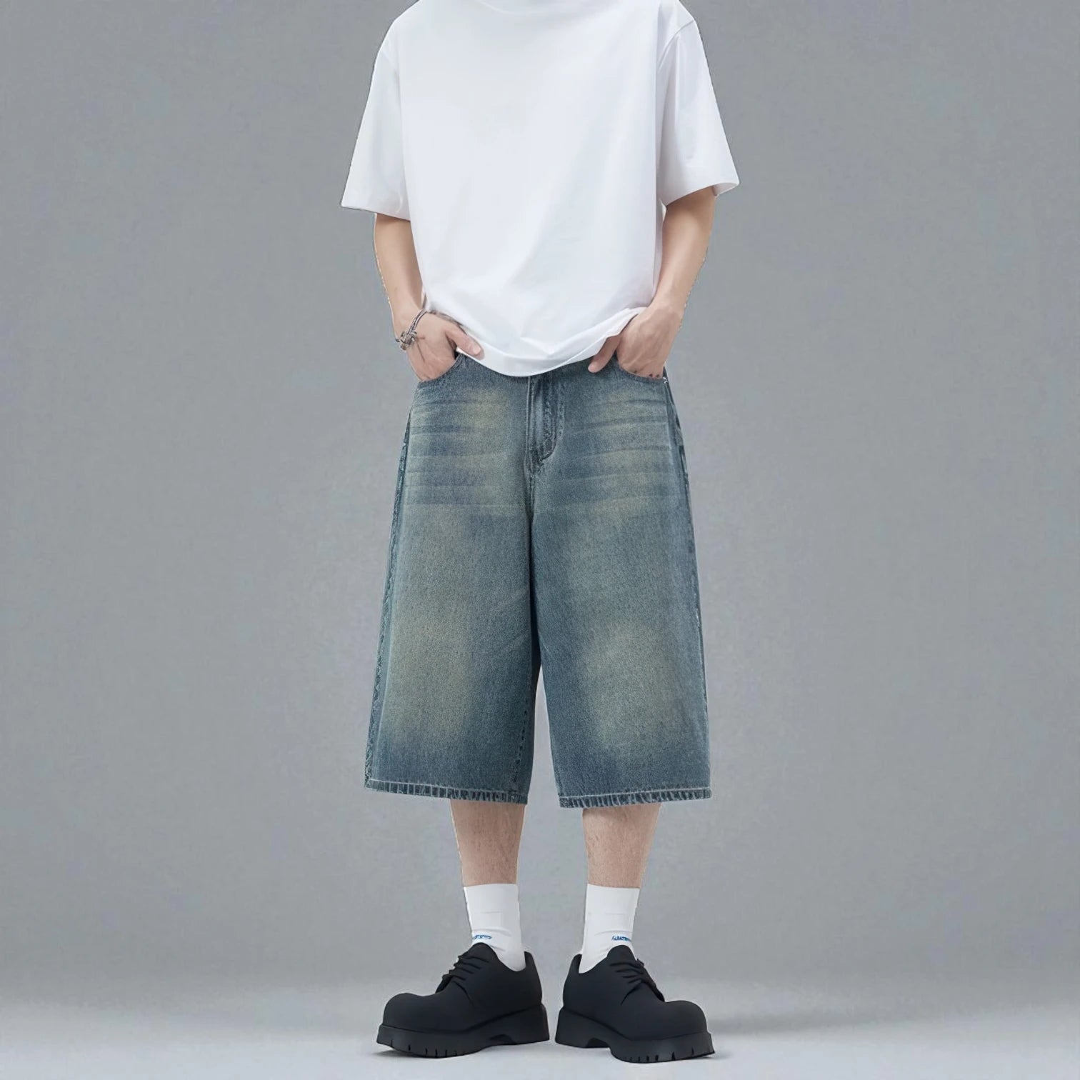 Bermuda long en jean homme