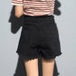 Short en jean noir taille haute